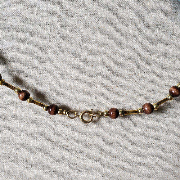Chic Gold and Brown Beaded Necklace - Picture 2 of 2